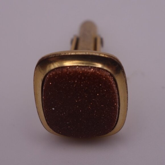 Square Cuff Links with Gold Setting and Brown with Glitter Inner - Picture 10 of 14